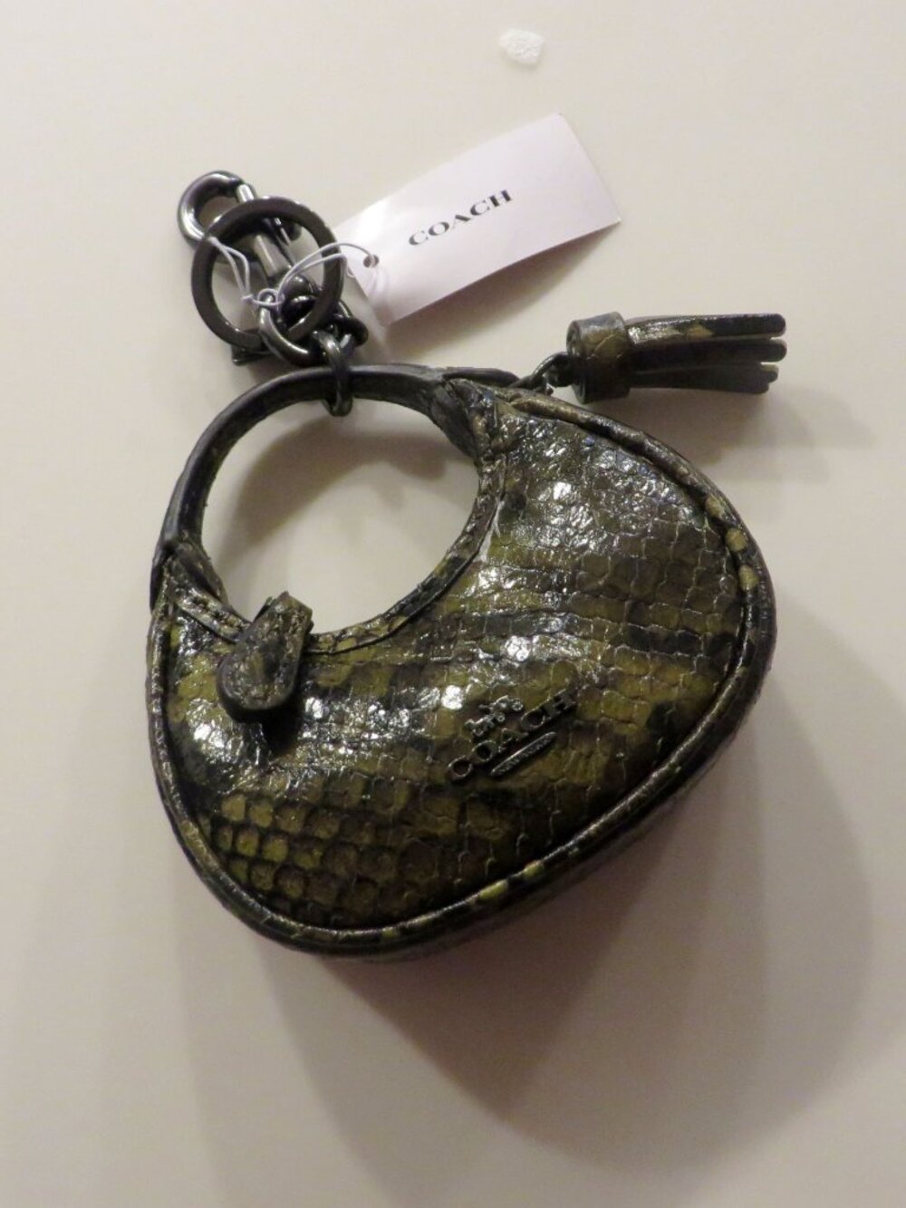 COACH NWT CARMEN BAG CHARM WITH SNAKE PRINT CCF18